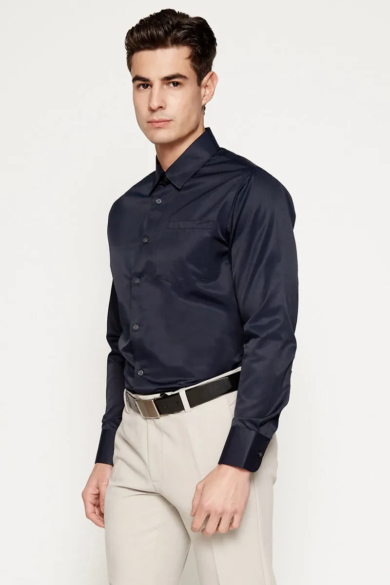 MEN LONG SLEEVE SHIRTS NAVY