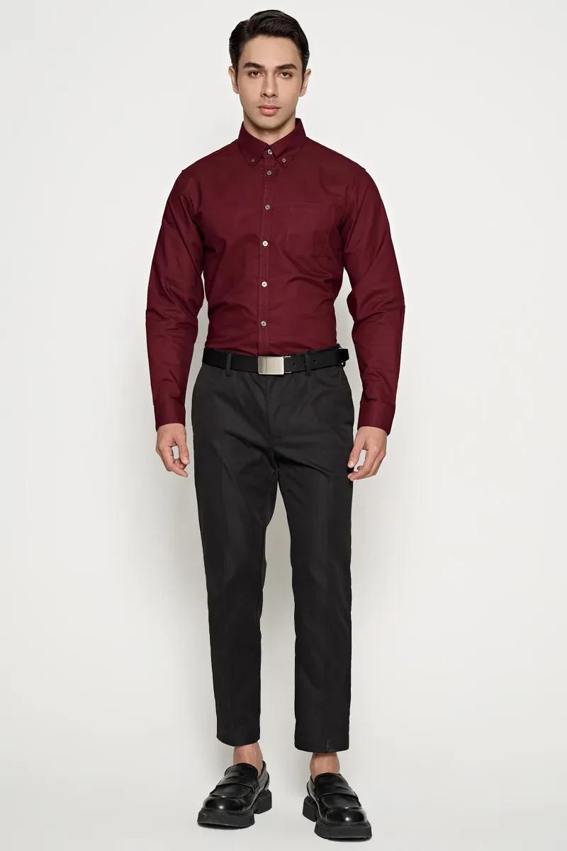 MEN LONG SLEEVE SHIRTS MAROON