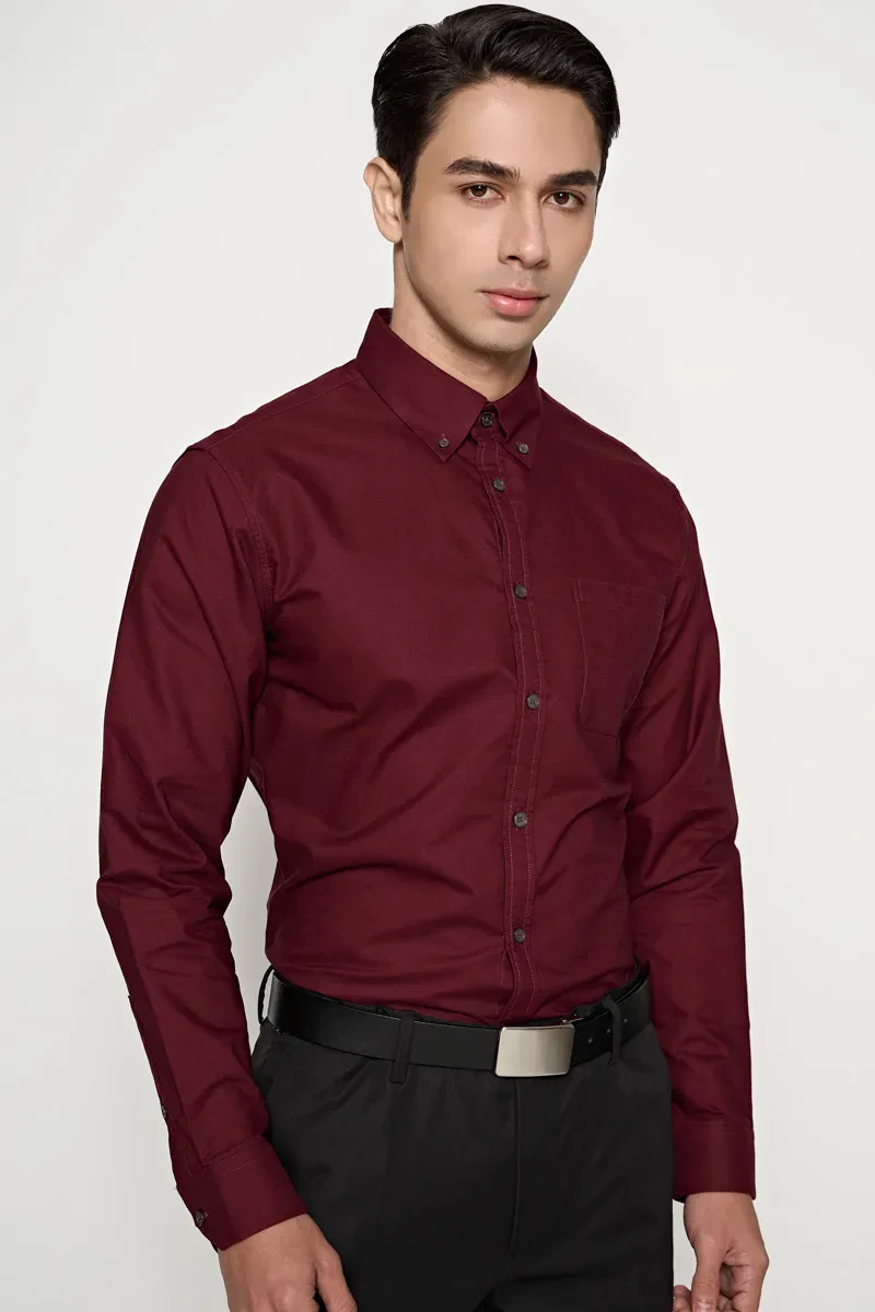 MEN LONG SLEEVE SHIRTS MAROON