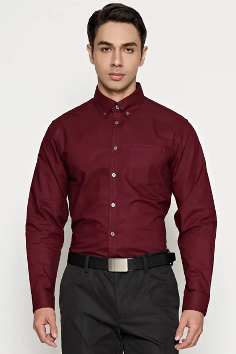 MEN LONG SLEEVE SHIRTS MAROON