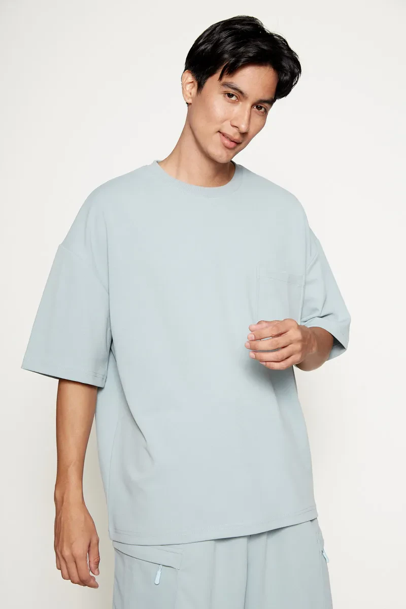 MEN SHORT SLEEVE SWEATER TURQUOISE