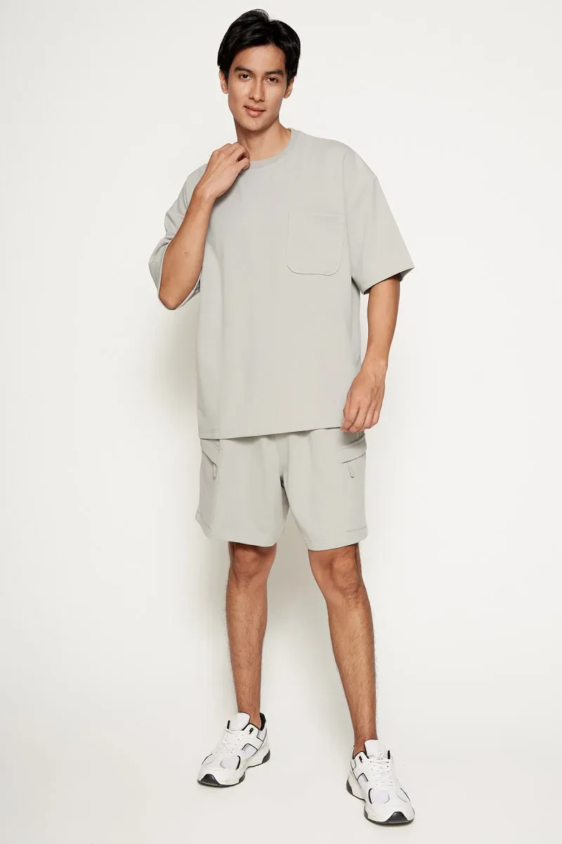 MEN SHORT SLEEVE SWEATER LIGHT GREY