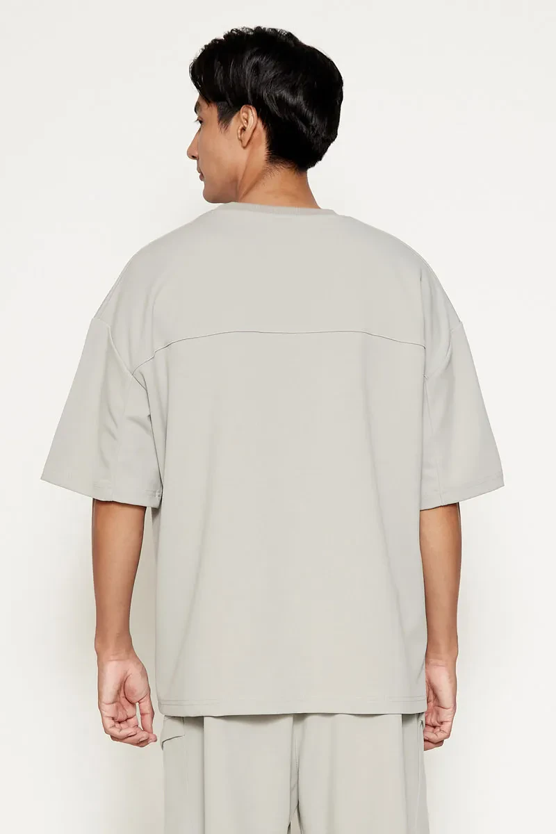 MEN SHORT SLEEVE SWEATER LIGHT GREY