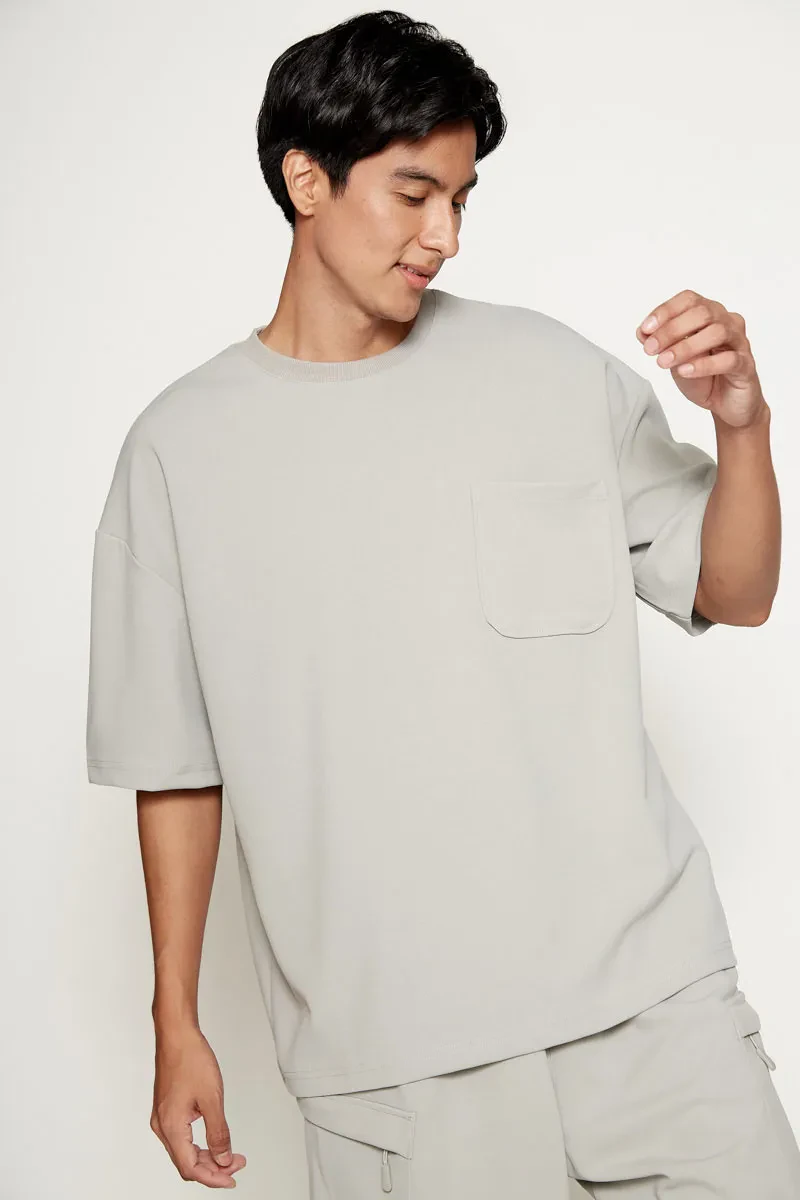 MEN SHORT SLEEVE SWEATER LIGHT GREY