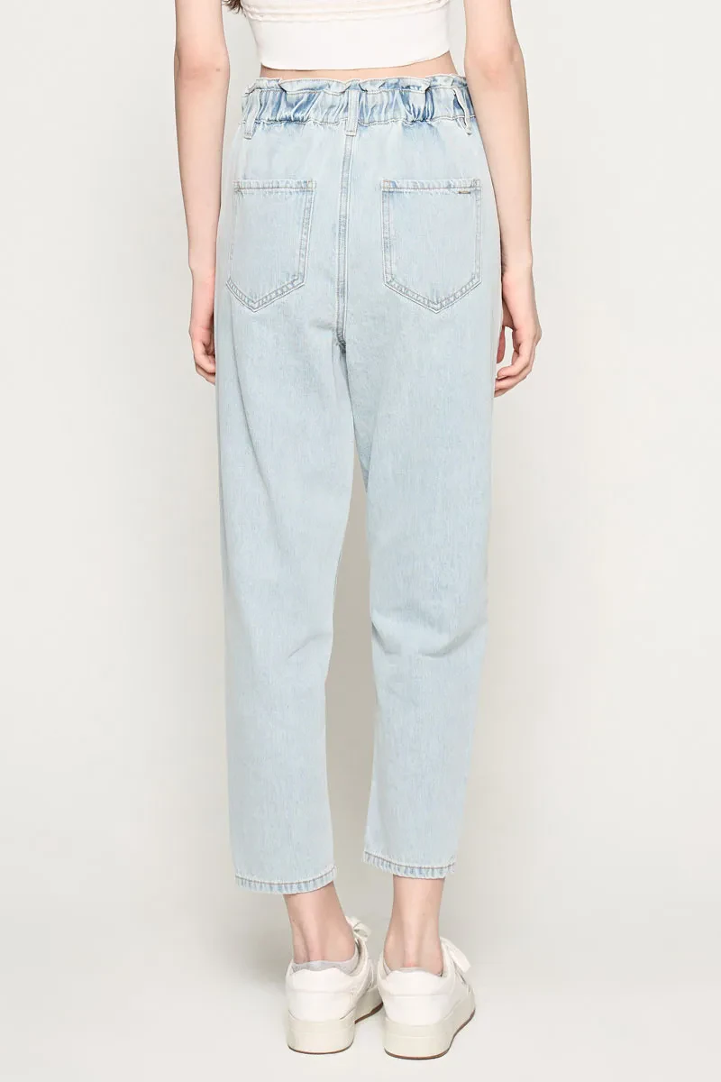 LADIES CASUAL MOM FIT JEANS LIGHT BLUE
