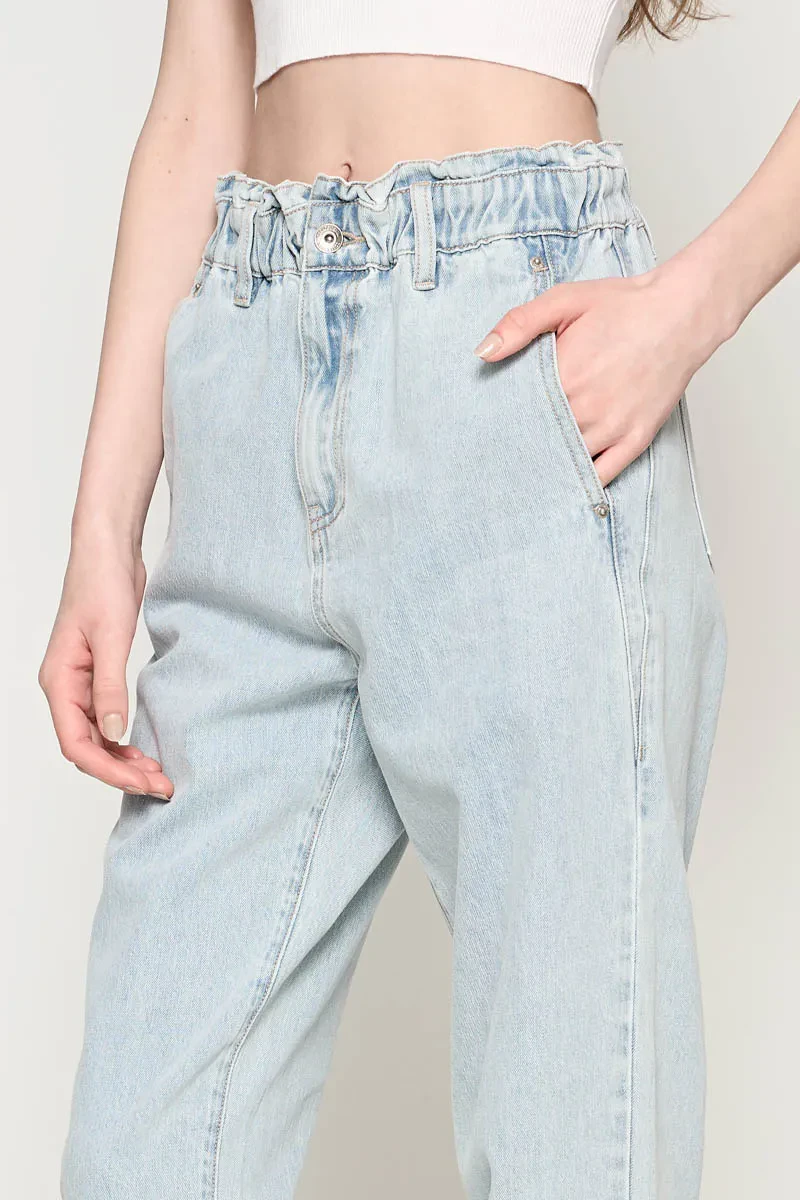 LADIES CASUAL MOM FIT JEANS LIGHT BLUE