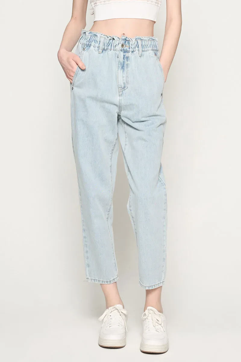 LADIES CASUAL MOM FIT JEANS LIGHT BLUE