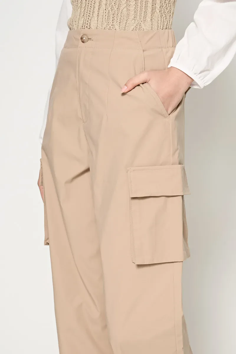 LADIES CASUAL LONG CARGO PANTS KHAKI