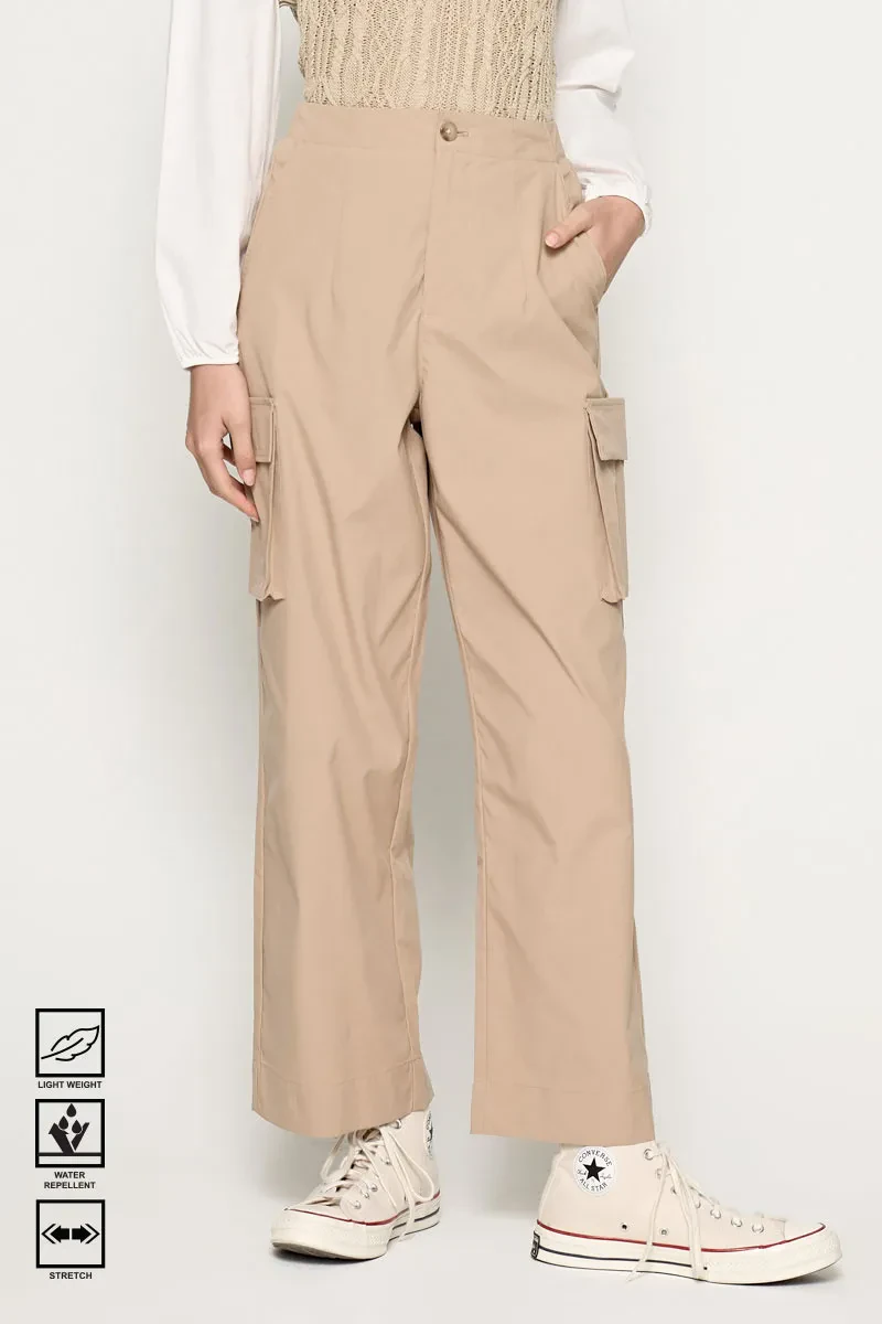LADIES CASUAL LONG CARGO PANTS KHAKI