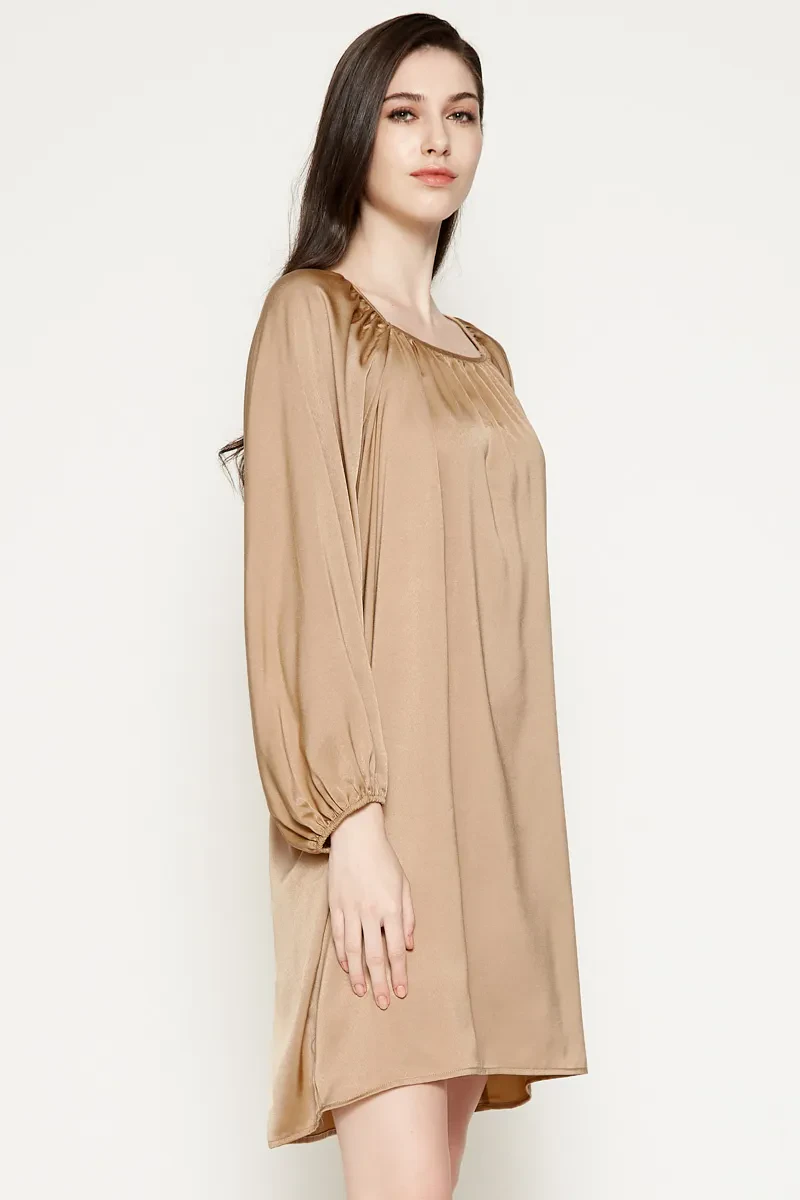 LADIES CASUAL SHORT DRESS CAMEL
