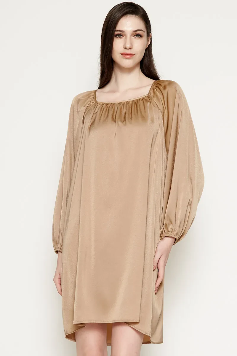 LADIES CASUAL SHORT DRESS CAMEL