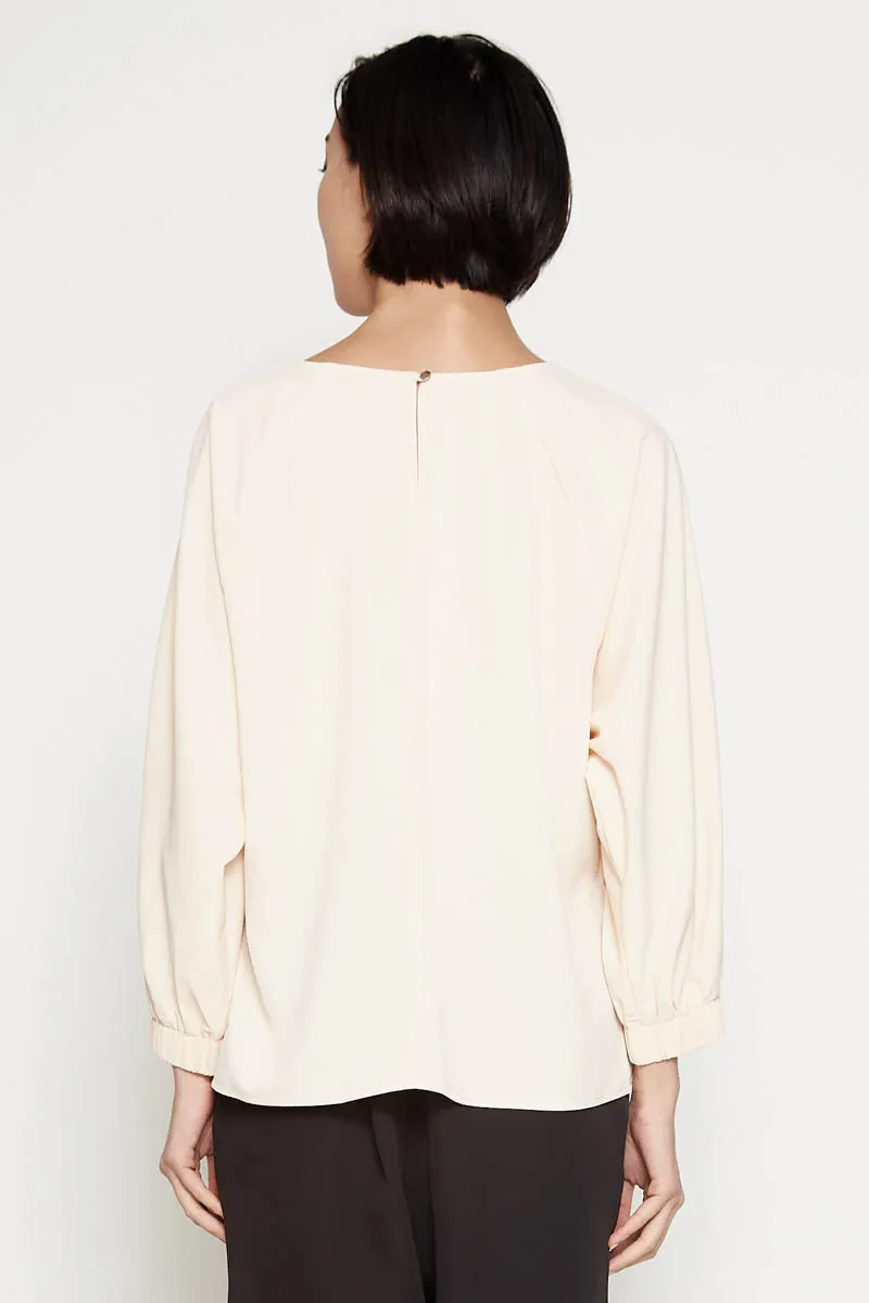 LADIES CASUAL LONG SLEEVE BLOUSE BEIGE