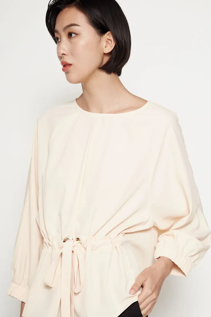 LADIES CASUAL LONG SLEEVE BLOUSE BEIGE