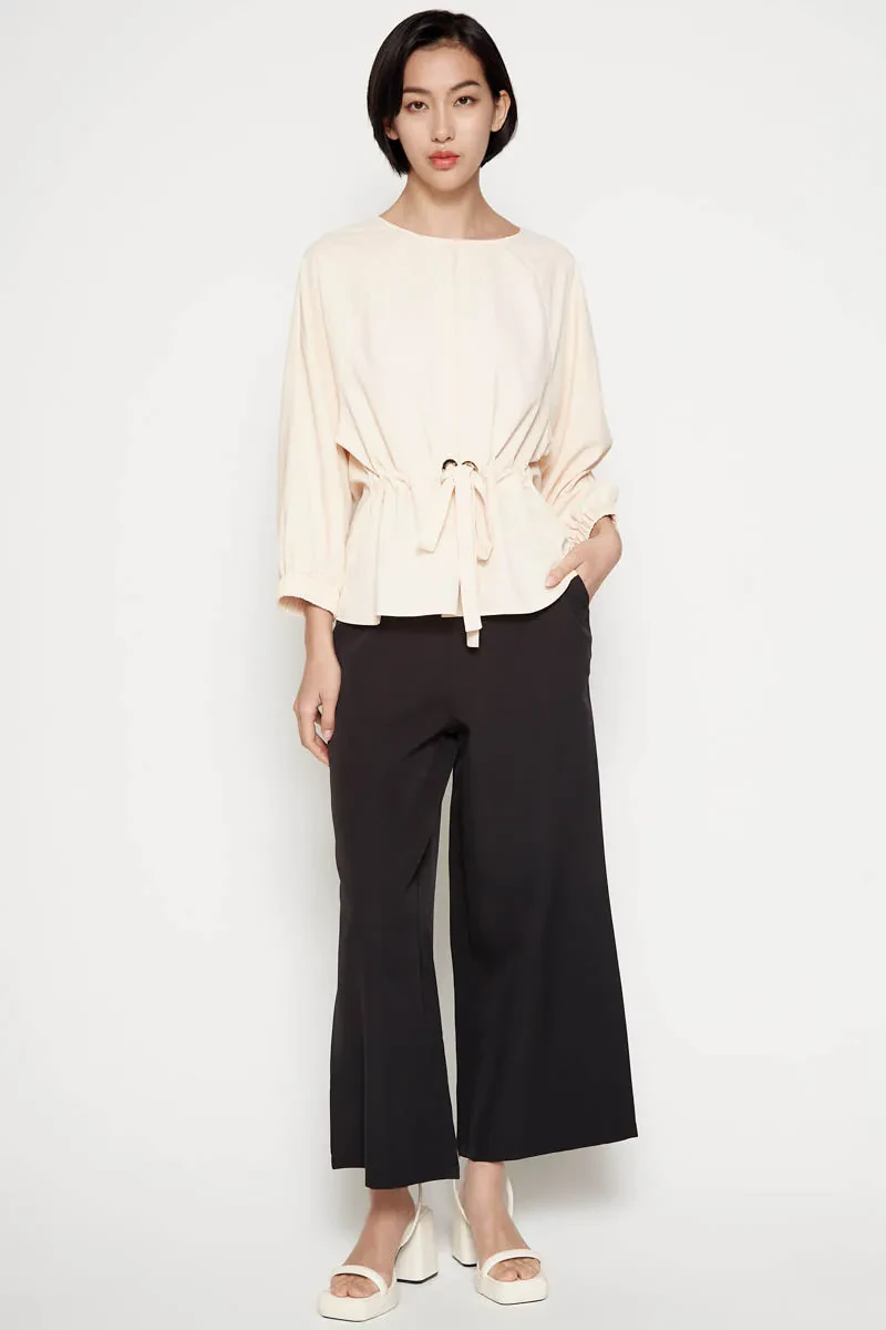 LADIES CASUAL LONG SLEEVE BLOUSE BEIGE