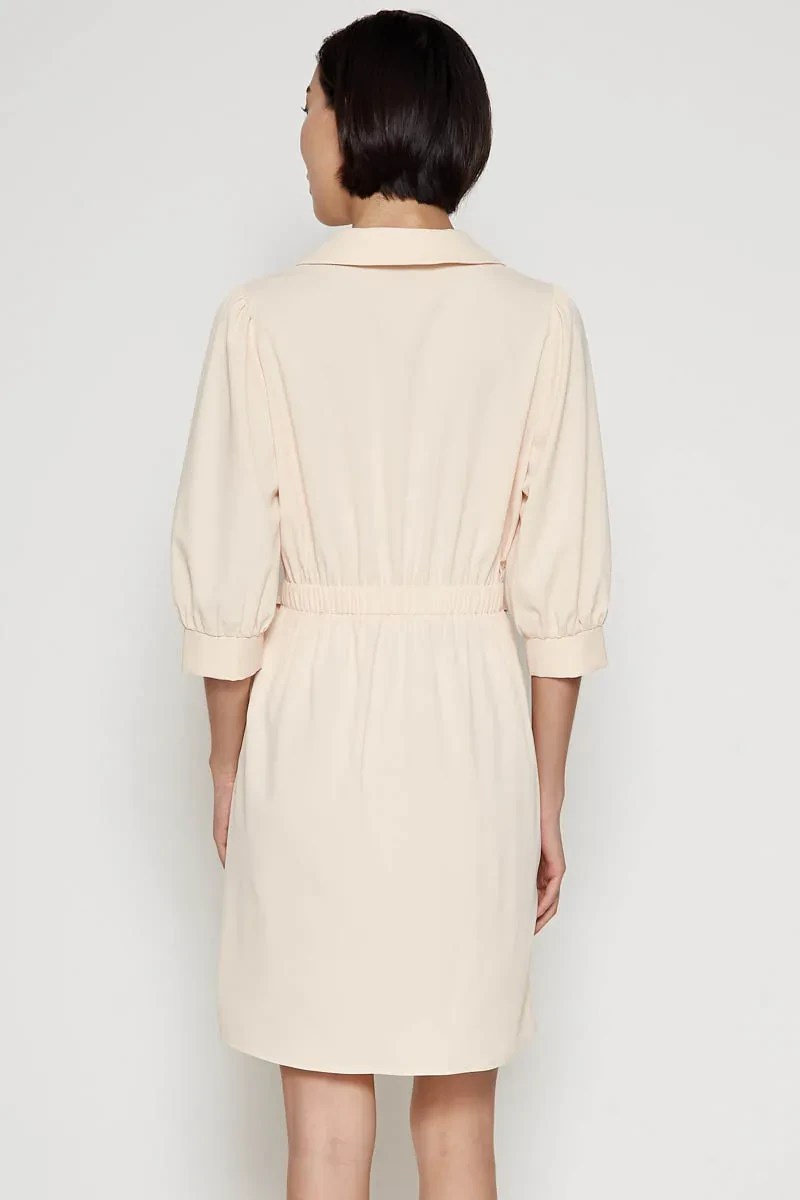 LADIES CASUAL SHORT DRESS BEIGE