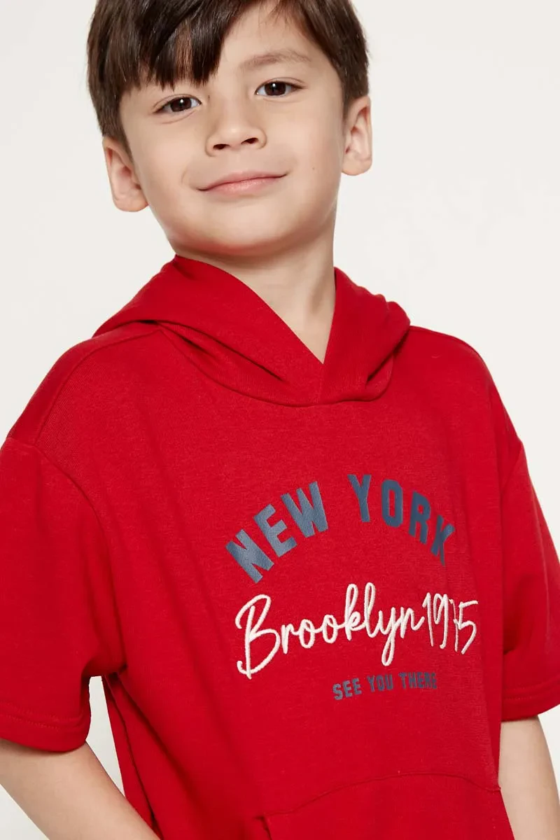 PDI CASUAL HOODIES SHORT SLEEVE BOY HOODIE RED