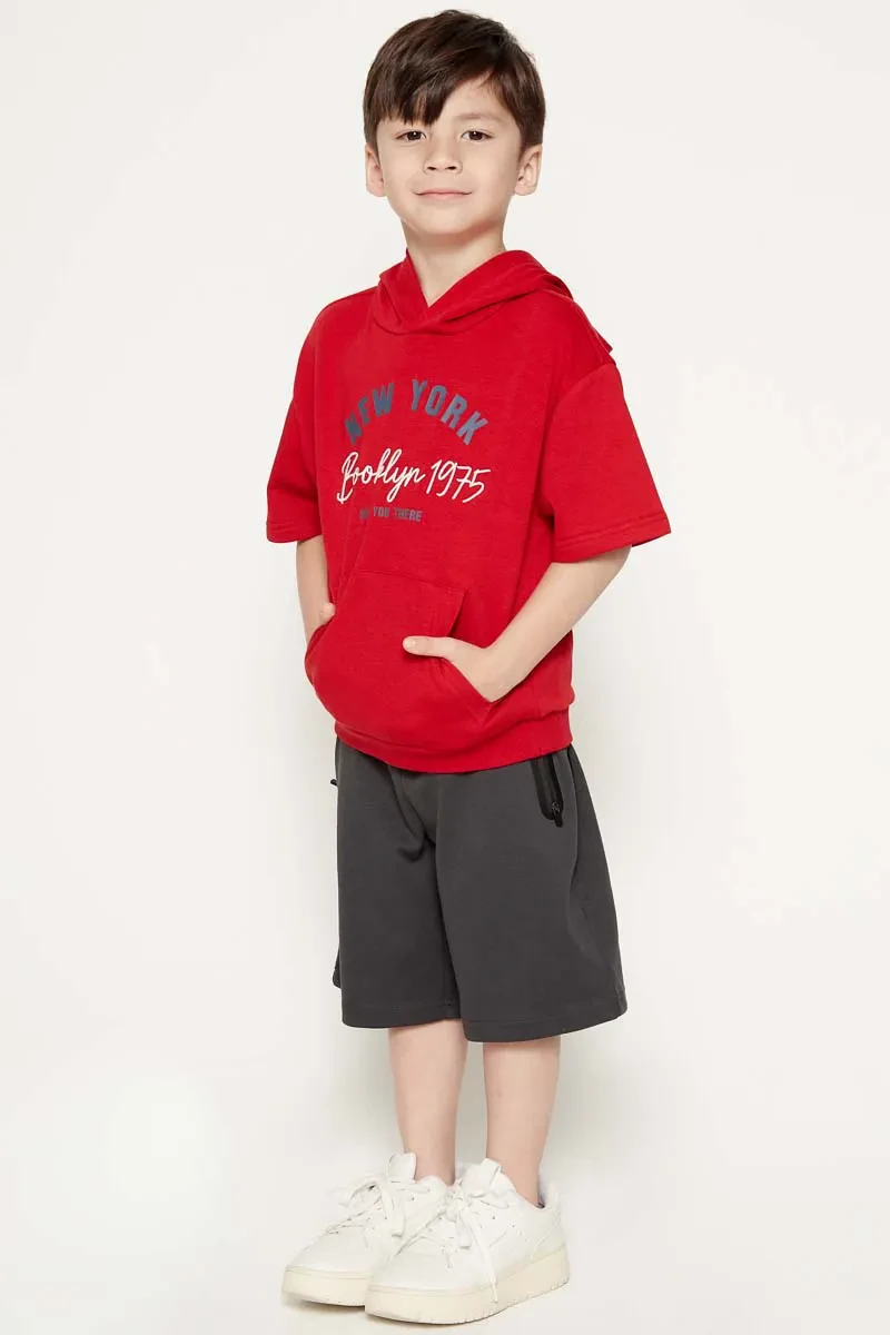 PDI CASUAL HOODIES SHORT SLEEVE BOY HOODIE RED