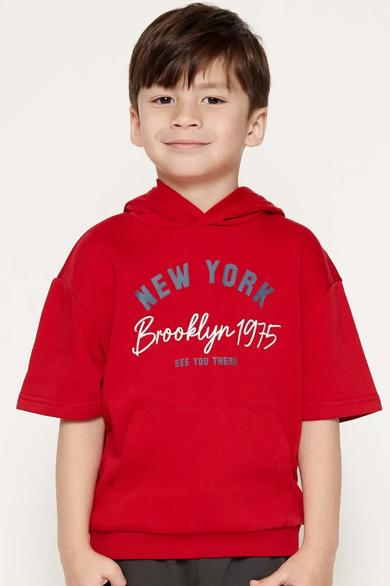 PDI CASUAL HOODIES SHORT SLEEVE BOY HOODIE RED