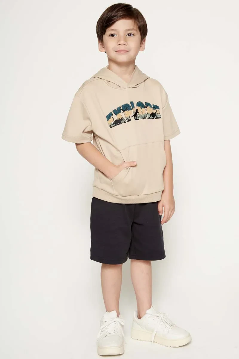 PDI CASUAL HOODIES SHORT SLEEVE BOY HOODIE KHAKI