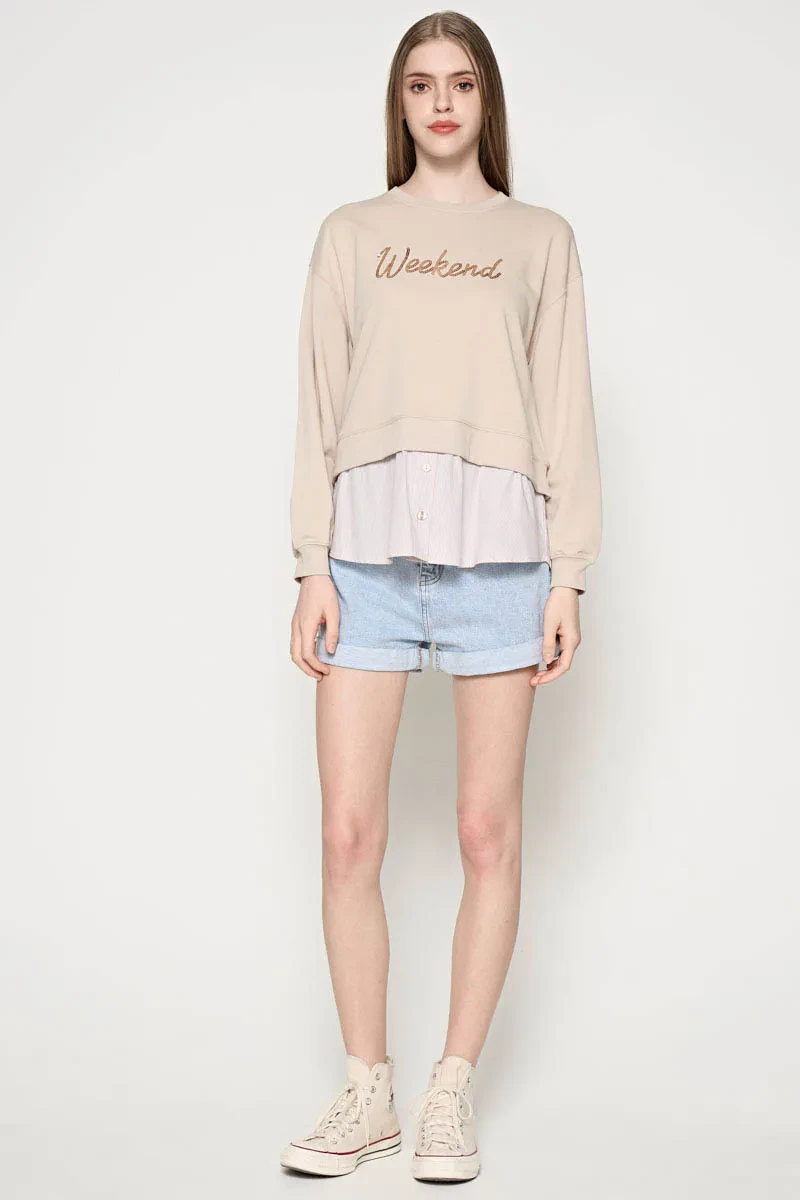 PDI CASUAL SWEAT SHIRT LADIES LT KHAKI