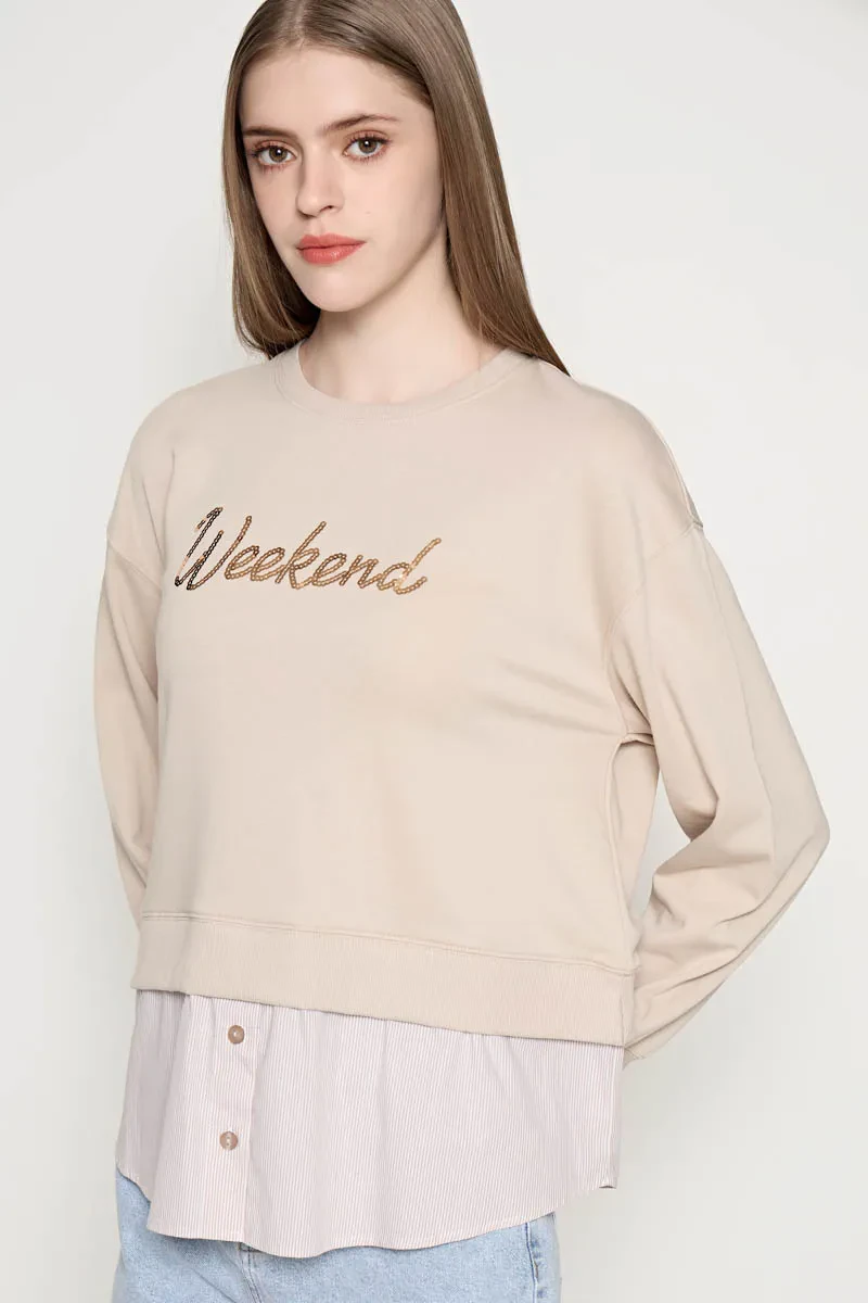 PDI CASUAL SWEAT SHIRT LADIES LT KHAKI