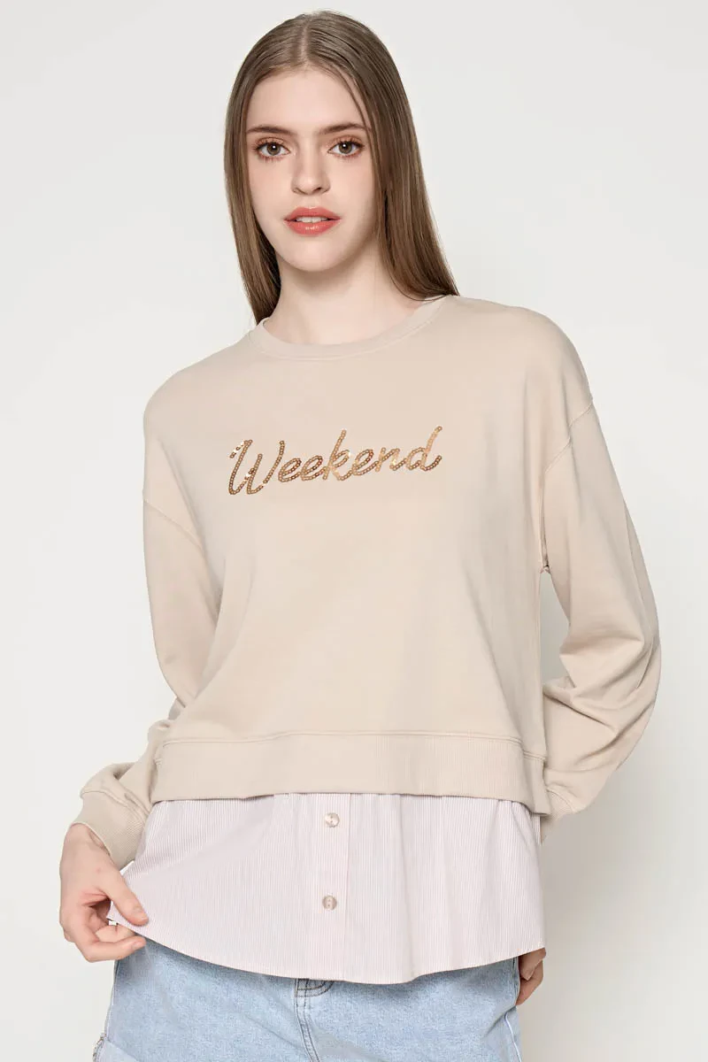 PDI CASUAL SWEAT SHIRT LADIES LT KHAKI