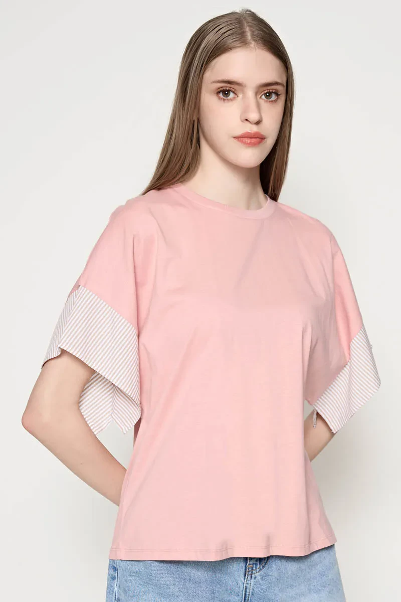 PDI CASUAL SHORT SLEEVE KNIT LADIES TEE PINK