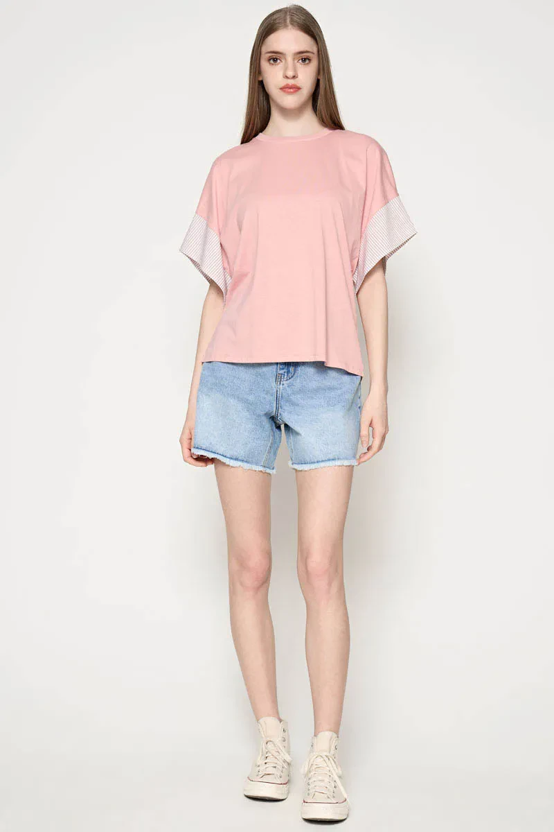 PDI CASUAL SHORT SLEEVE KNIT LADIES TEE PINK