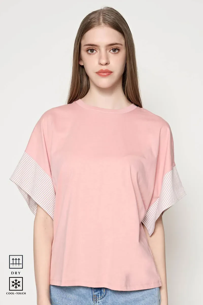 PDI CASUAL SHORT SLEEVE KNIT LADIES TEE PINK