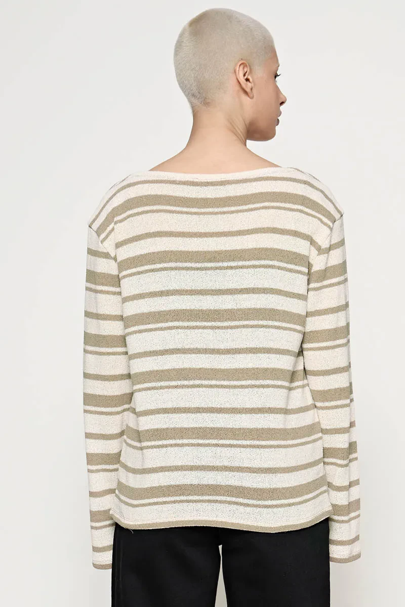 PDI CASUAL LONG SLEEVE KNIT LADIES TEE CREAM