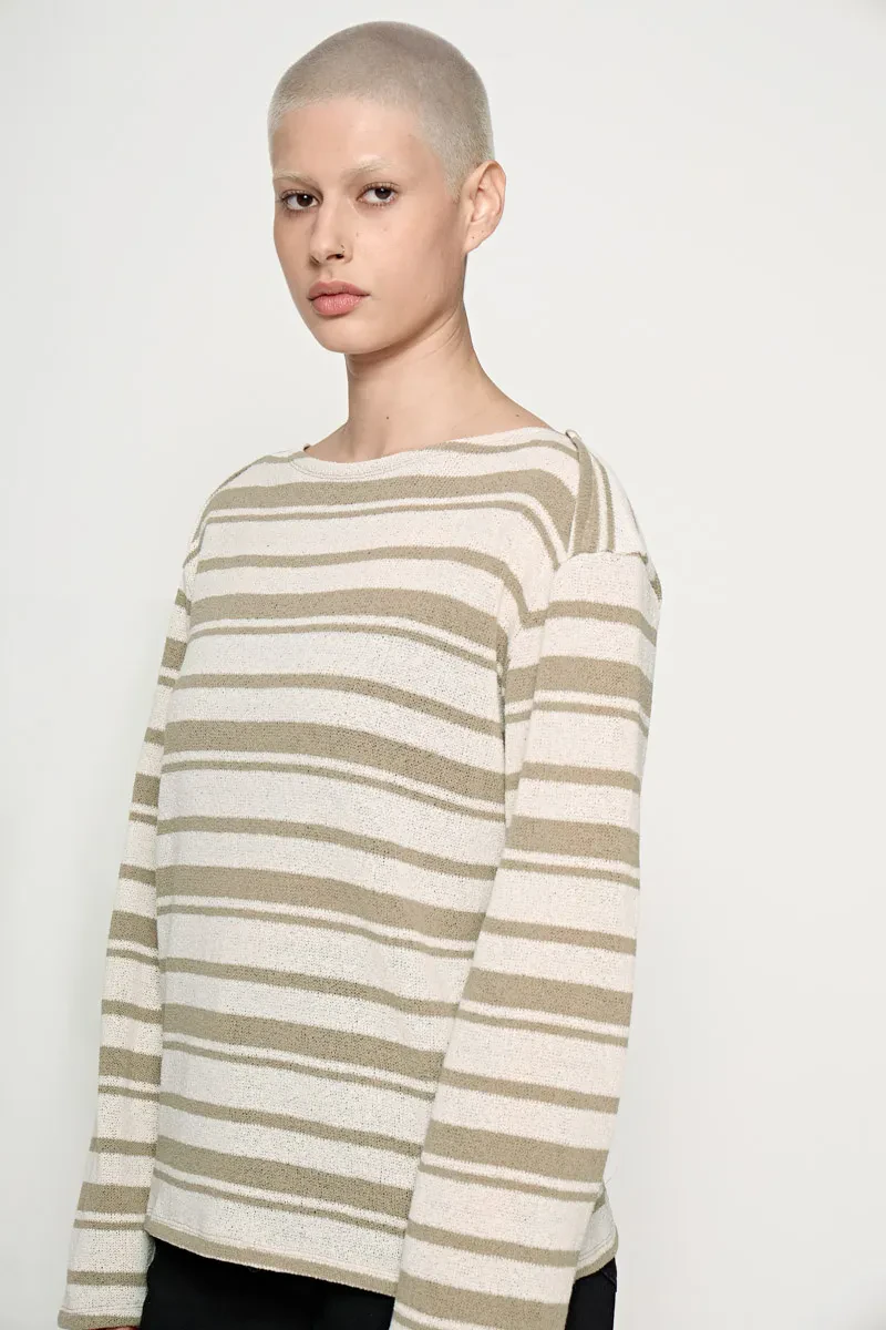 PDI CASUAL LONG SLEEVE KNIT LADIES TEE CREAM