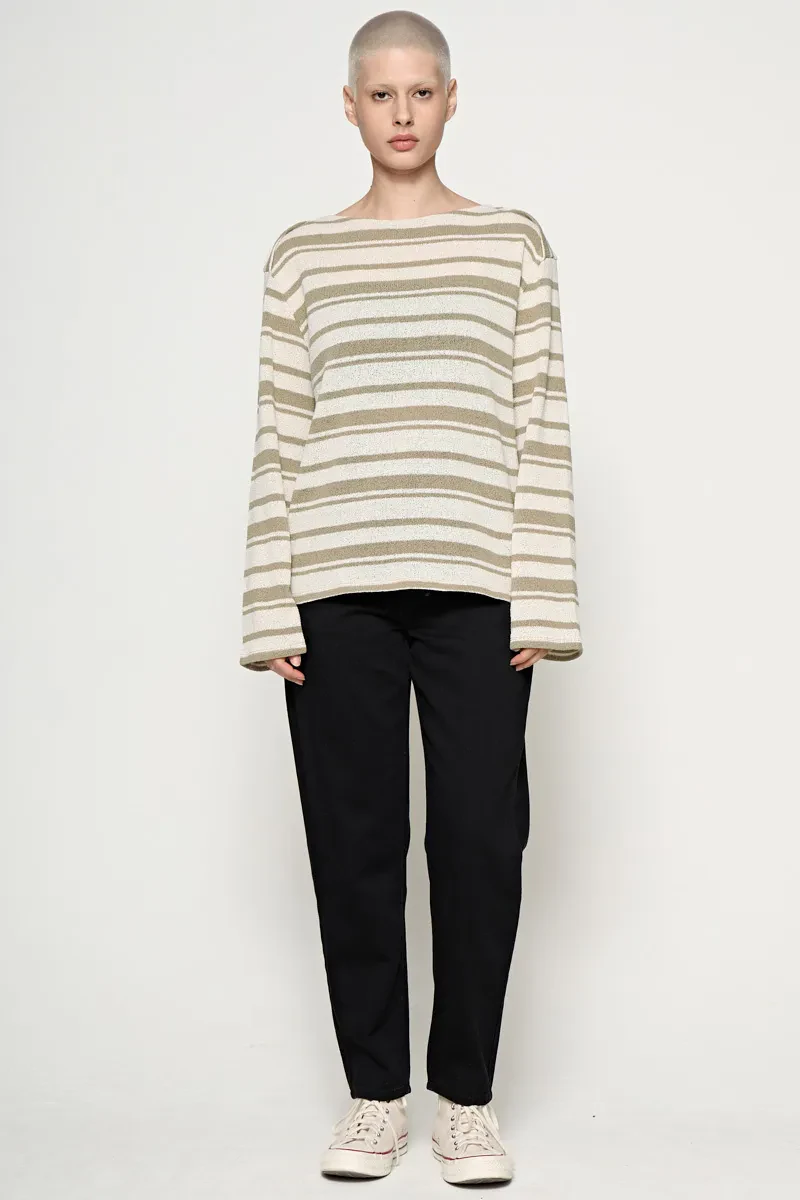 PDI CASUAL LONG SLEEVE KNIT LADIES TEE CREAM