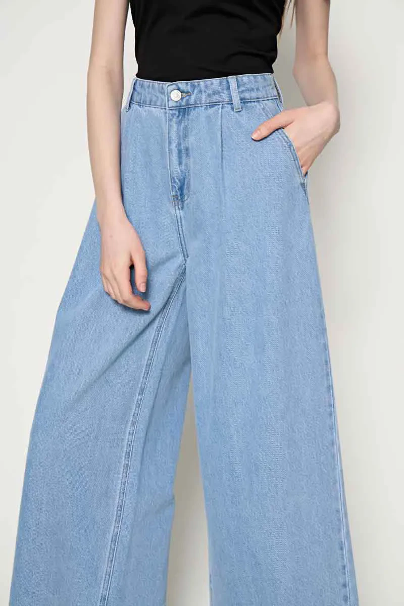 PDI CASUAL WIDE LEG PANTS LADIES JEANSLT BLUE