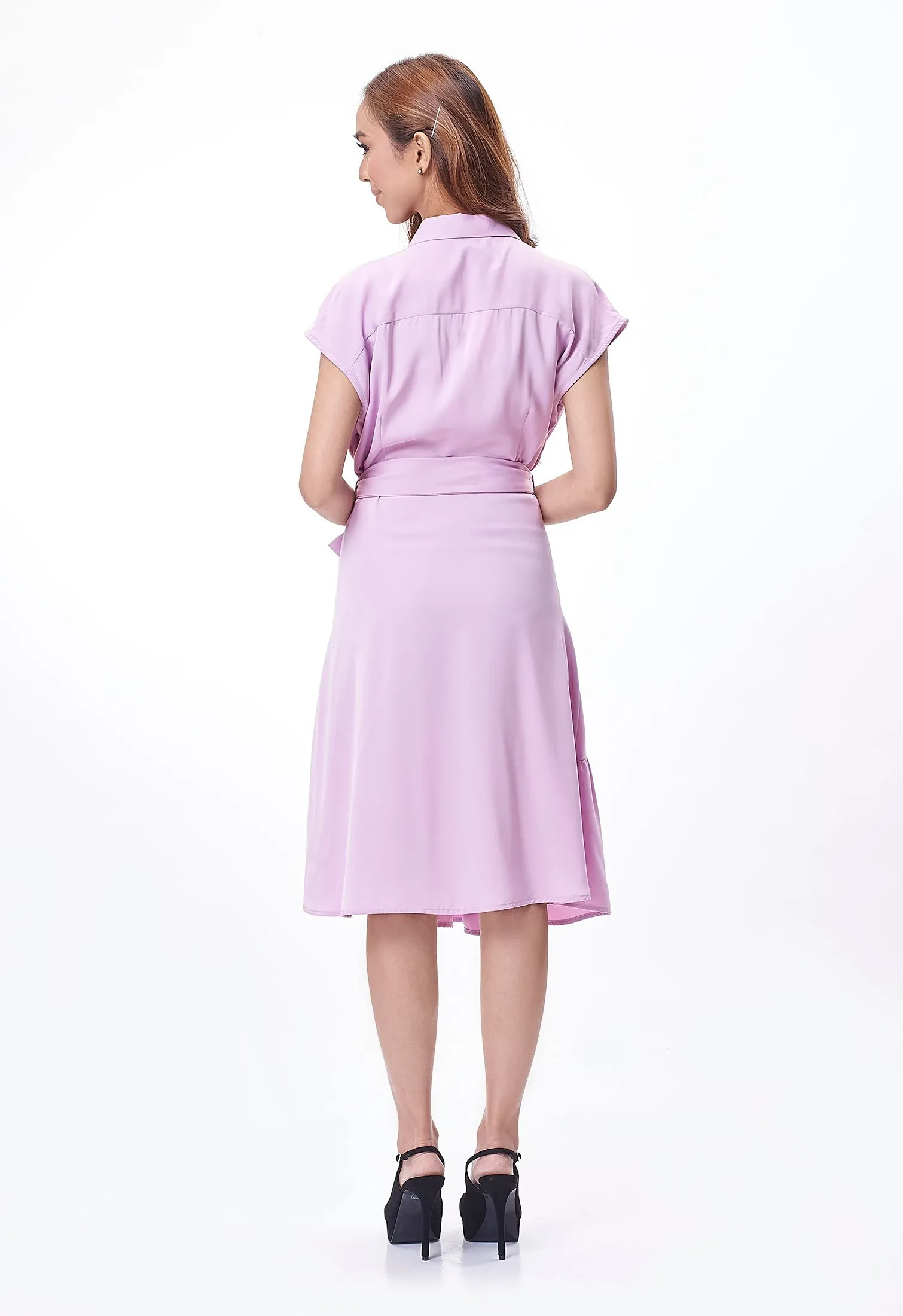 BATWING WRAP DRESS [LILAC]