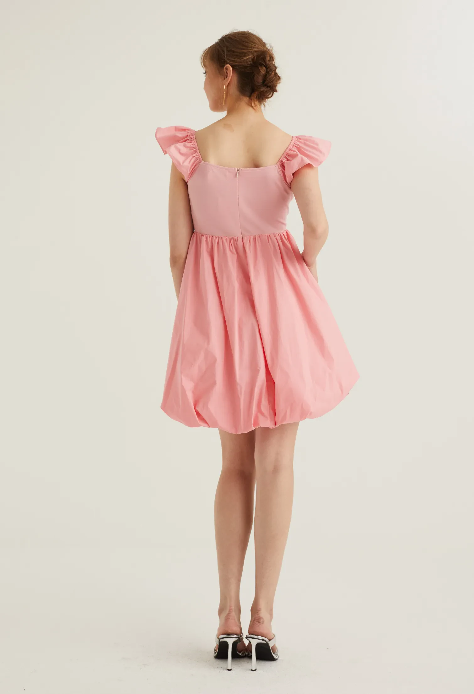 CAP SLEEVE BALLOON DETAIL DRESS [BLUSH PINK]