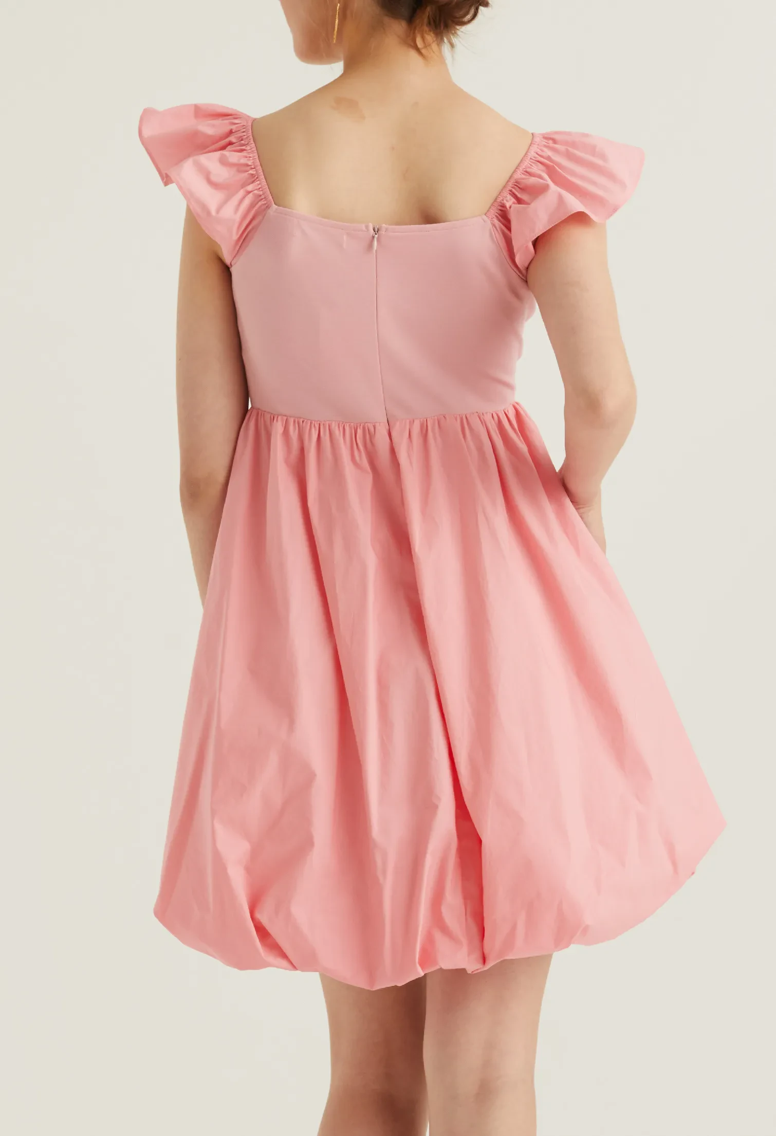 CAP SLEEVE BALLOON DETAIL DRESS [BLUSH PINK]