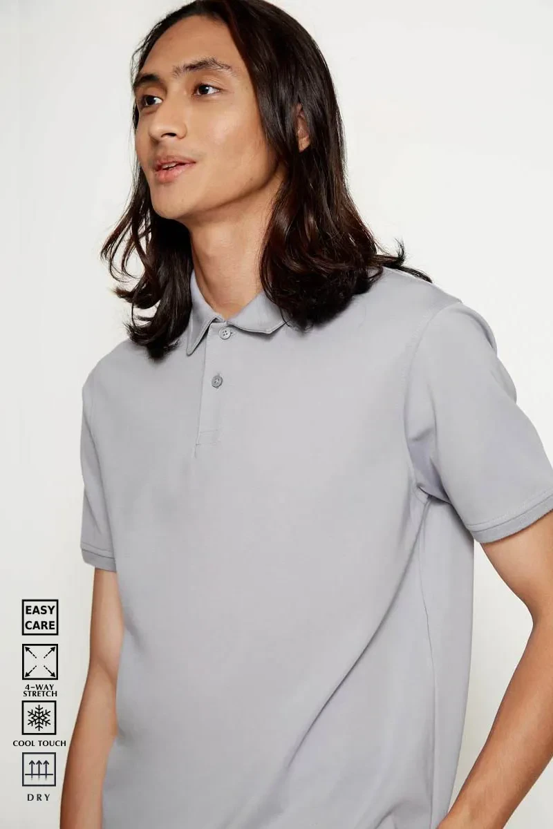 PDI CASUAL POLO TEE MEN SHORT SLEEVE LT GREY
