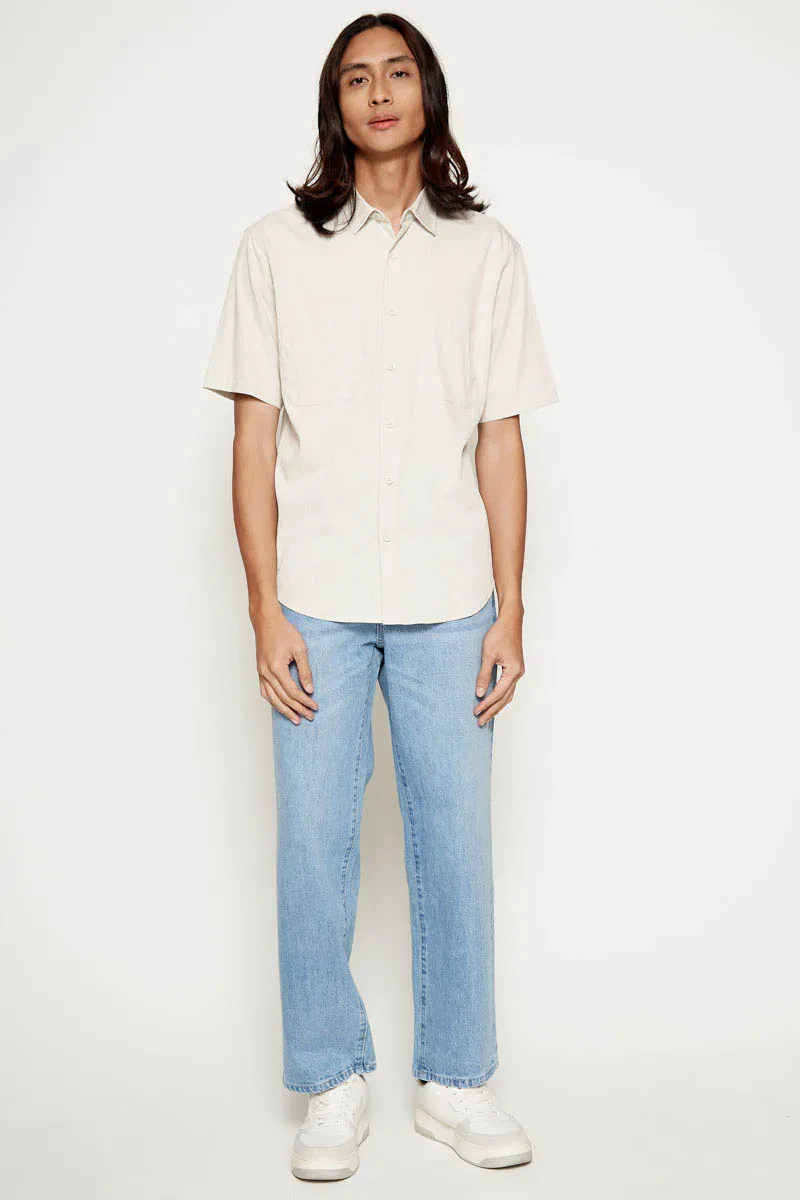 PDI CASUAL SHORT SLEEVE SHIRT MEN CREAM