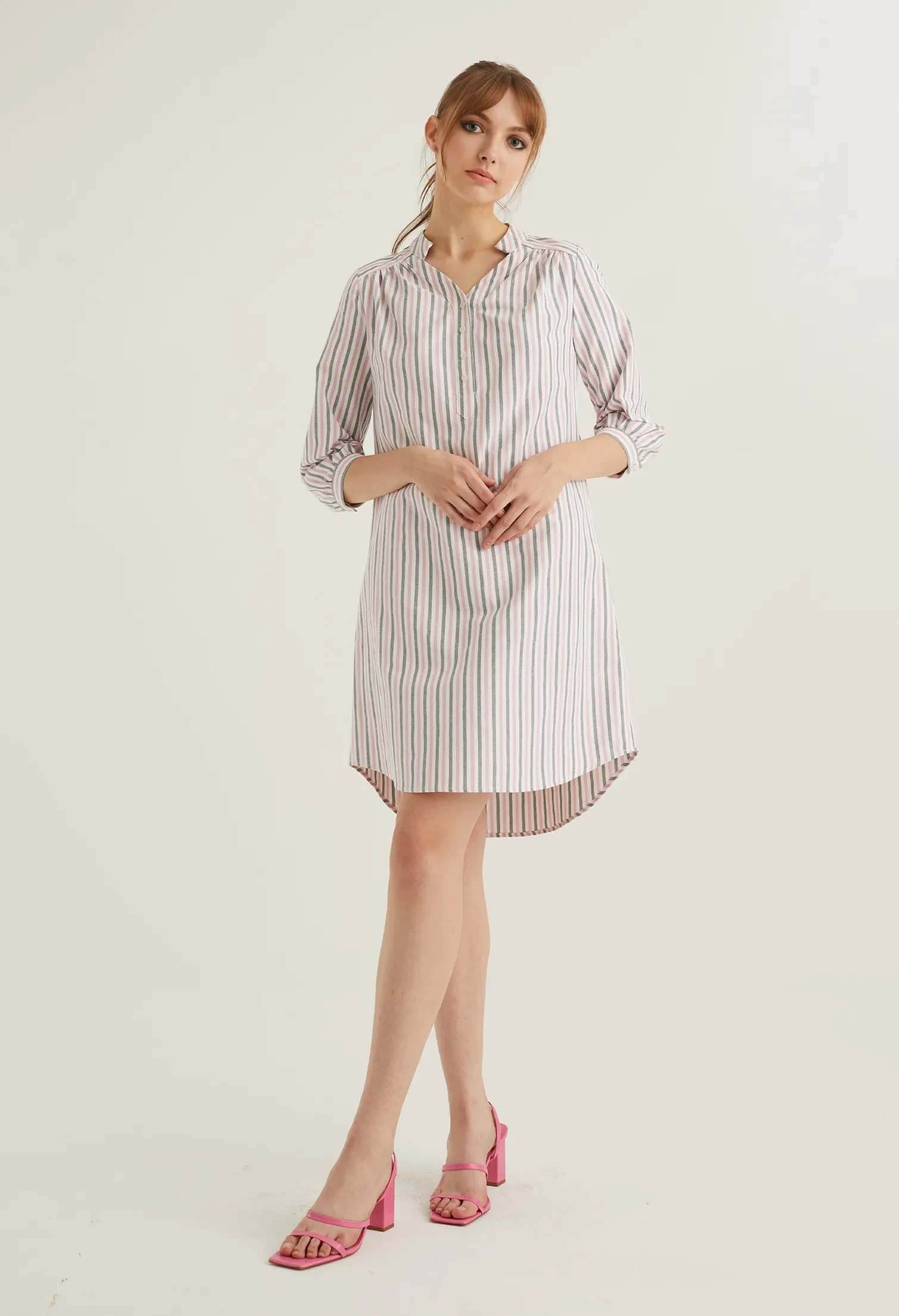 CASUAL STRIPED EVERYDAY DRESS [BLUSH PINK]