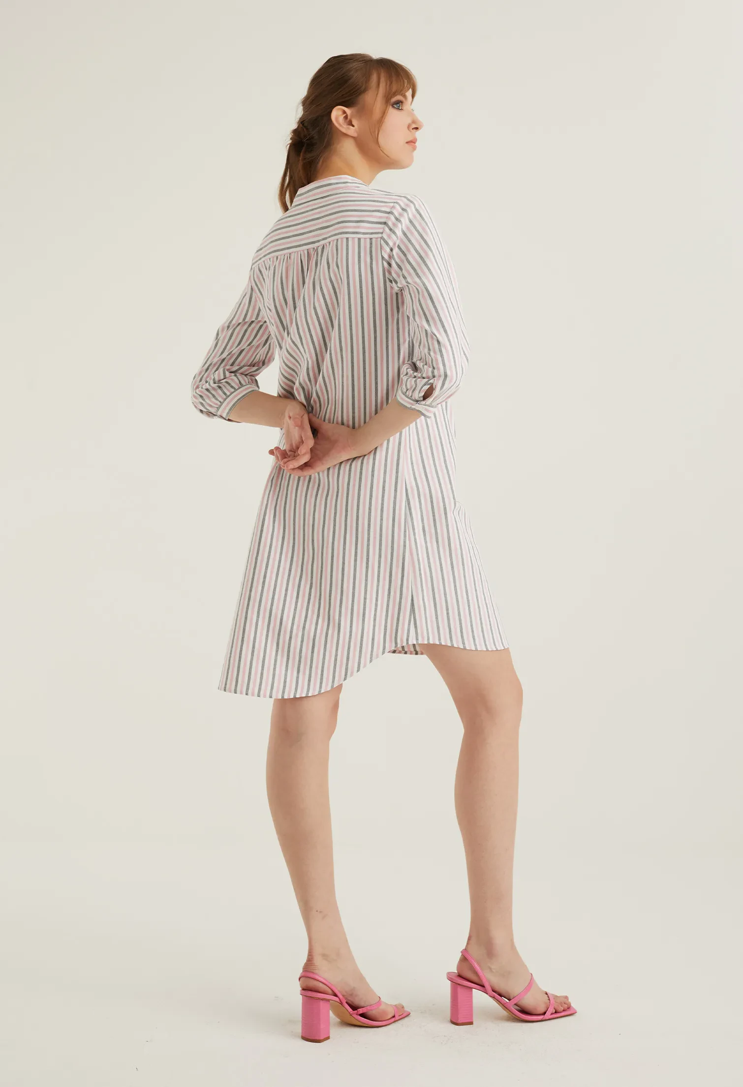 CASUAL STRIPED EVERYDAY DRESS [BLUSH PINK]