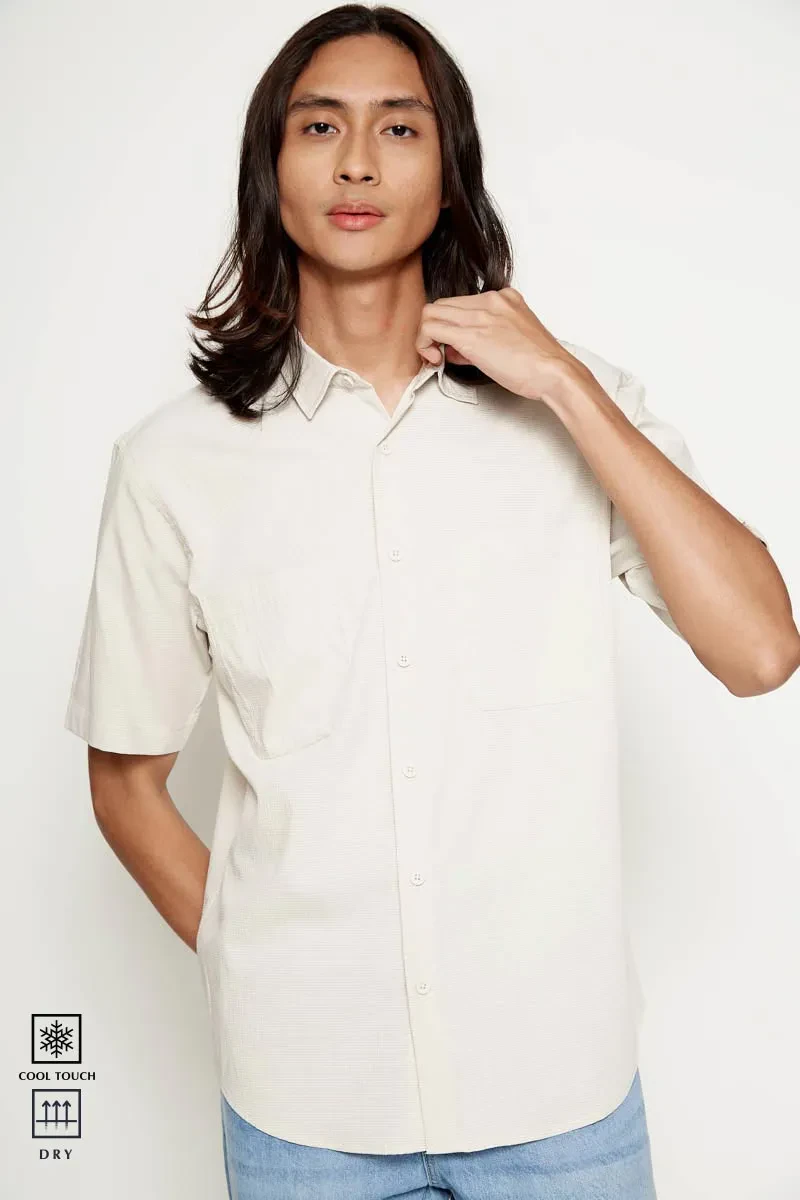 PDI CASUAL SHORT SLEEVE SHIRT MEN CREAM