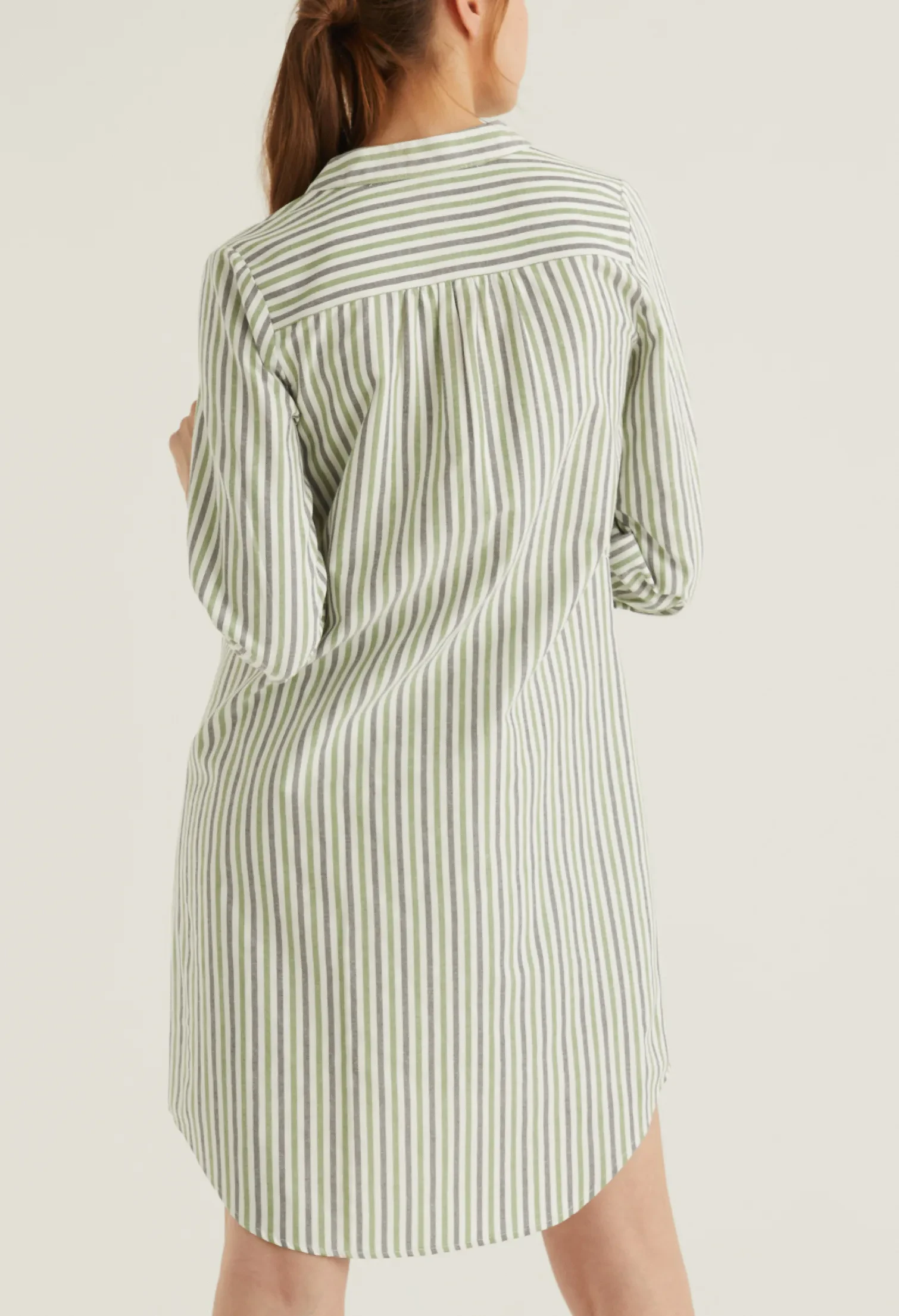 CASUAL STRIPED EVERYDAY DRESS [OLIVE GREEN]