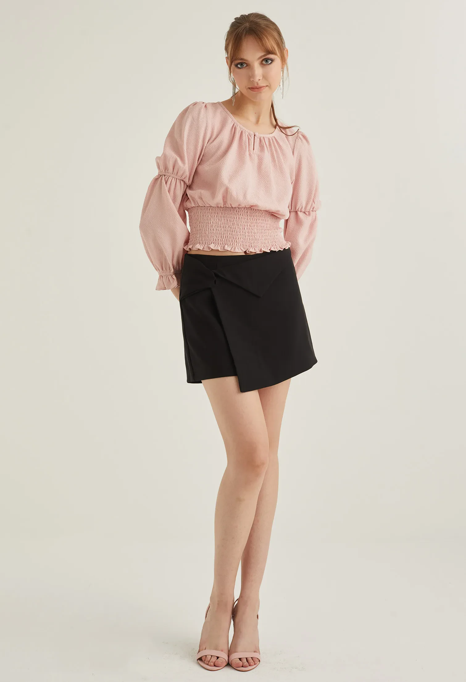 FRONT FOLD ENVELOPE SKORT [BLACK]