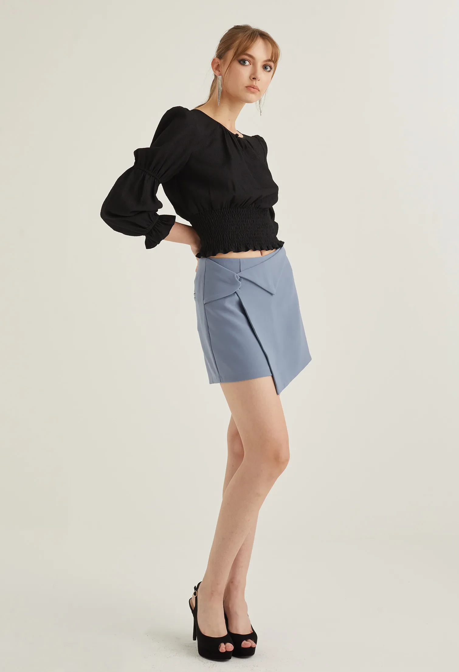FRONT FOLD ENVELOPE SKORT [BLUE]