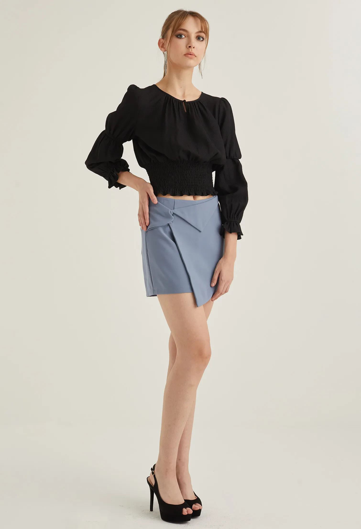FRONT FOLD ENVELOPE SKORT [BLUE]