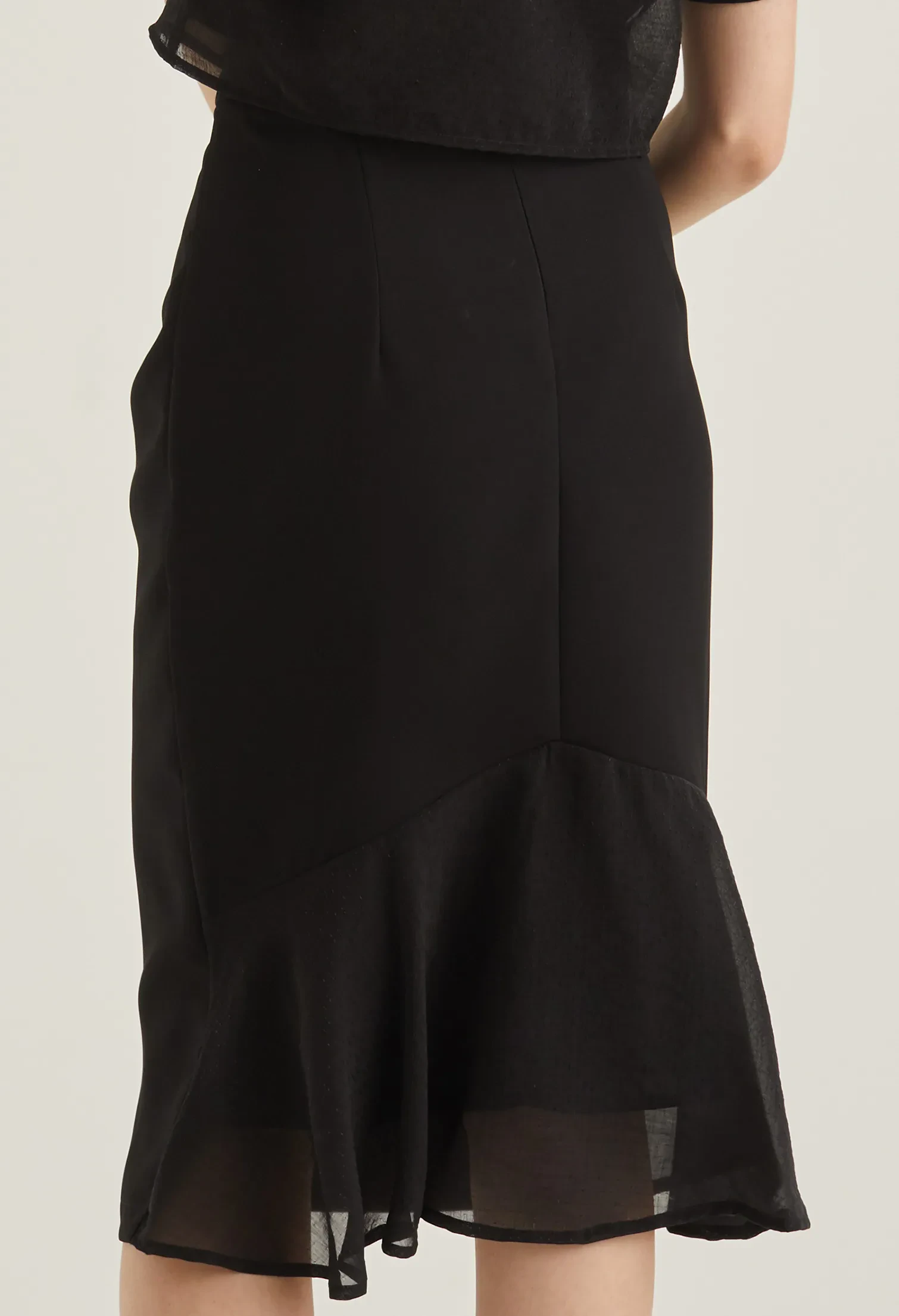 OFFICE HIGH WAIST MIDI PENCIL SKIRT [BLACK]