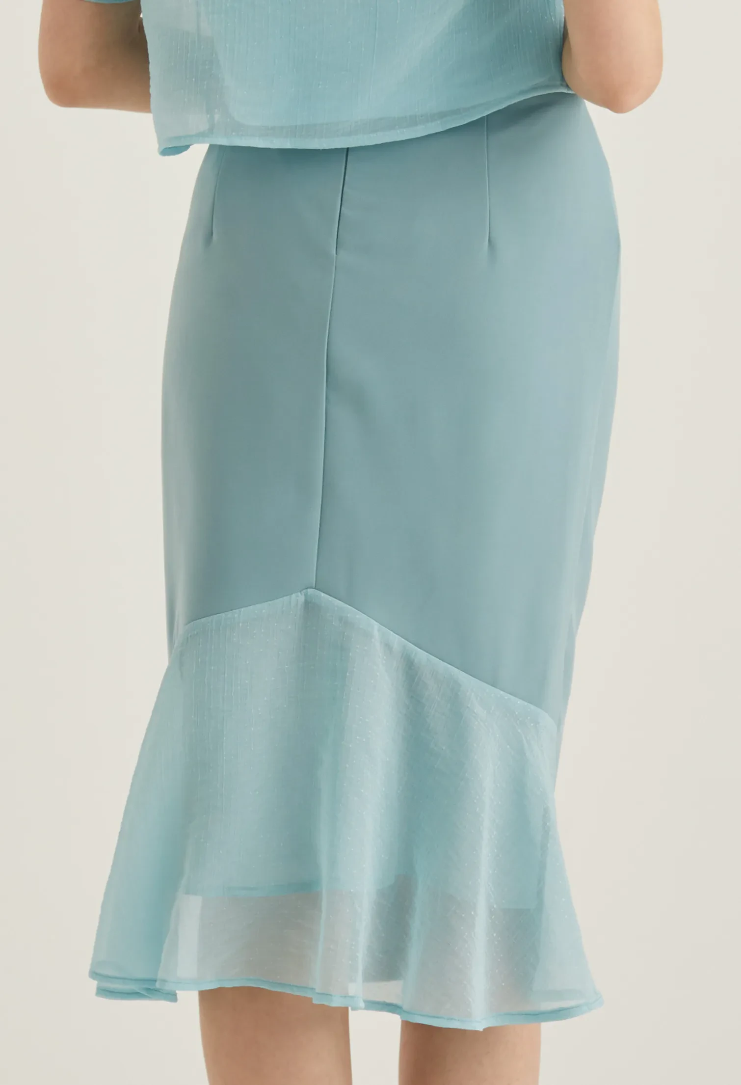 OFFICE HIGH WAIST MIDI PENCIL SKIRT [SEAFOAM]