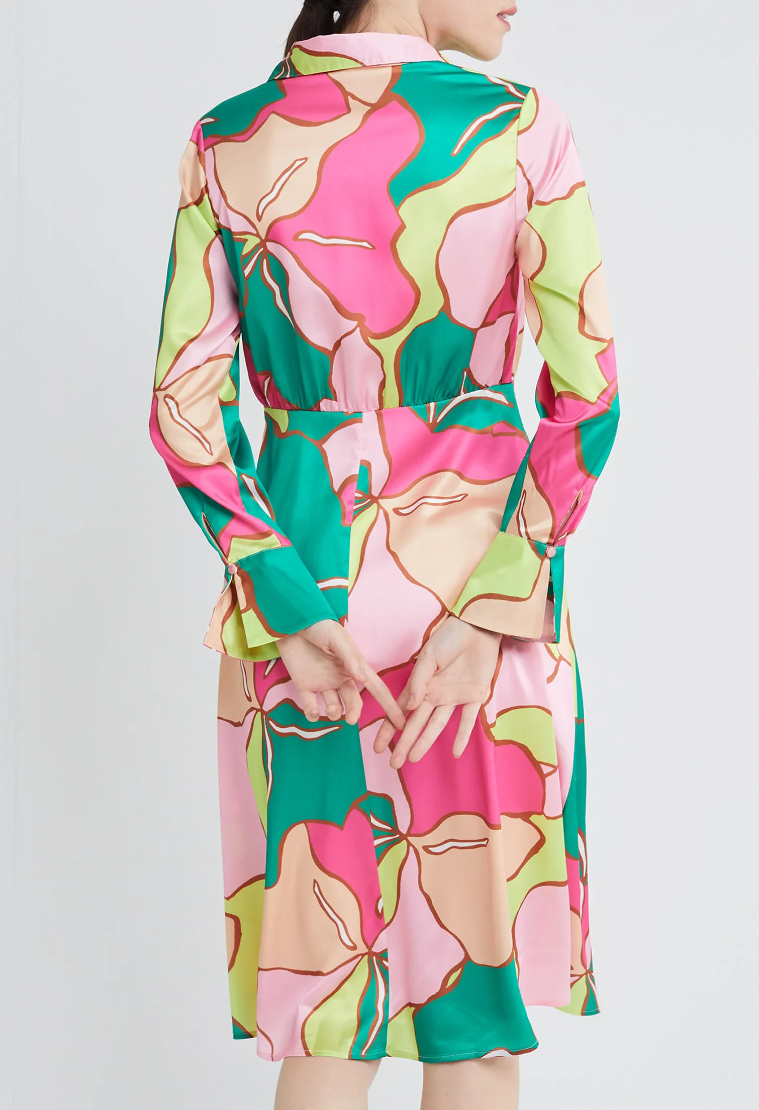 PICASSO FLORAL PETAL SHIRT DRESS [PINK]