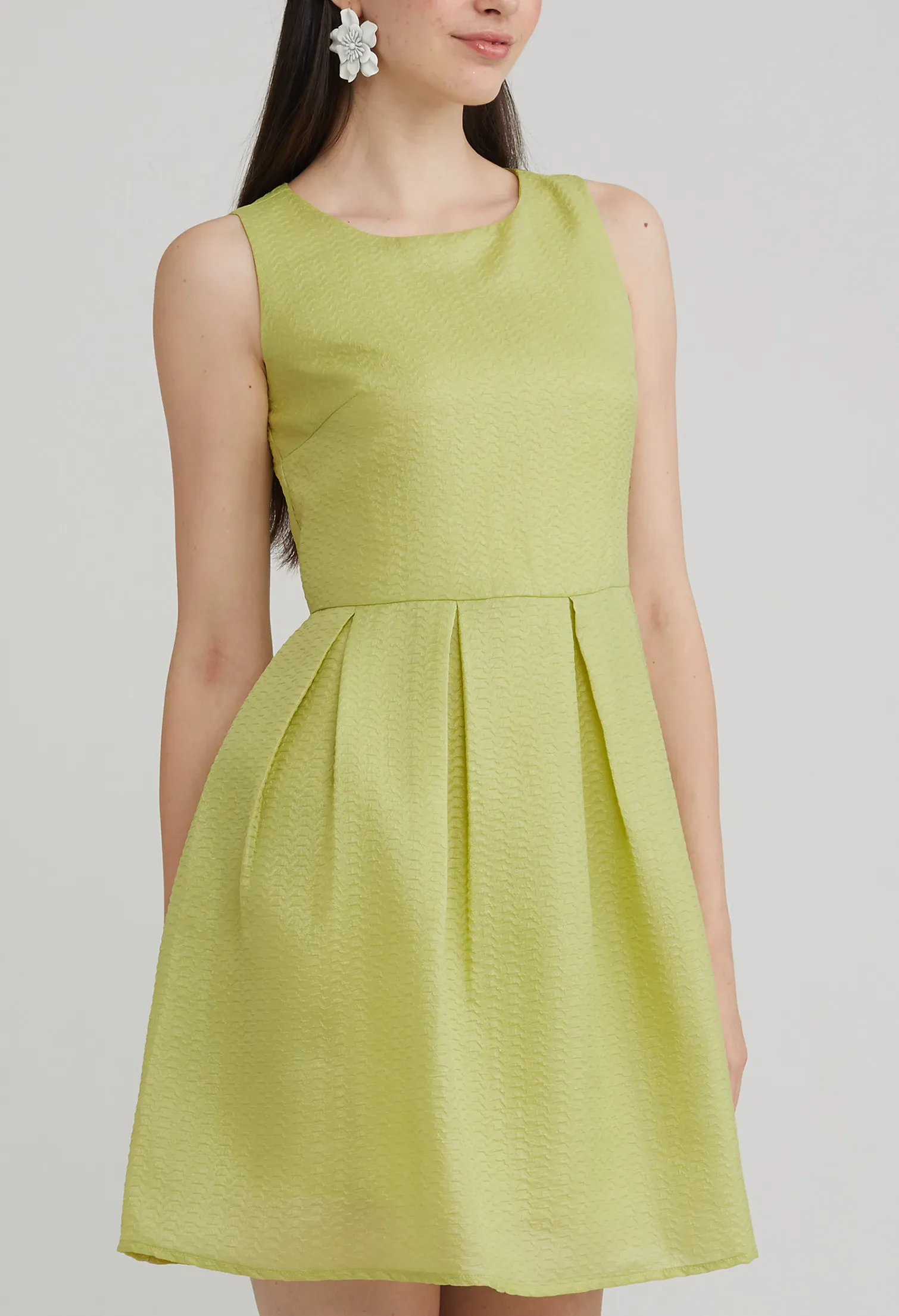 PINAFORE A-LINE DRESS [LIME GREEN]
