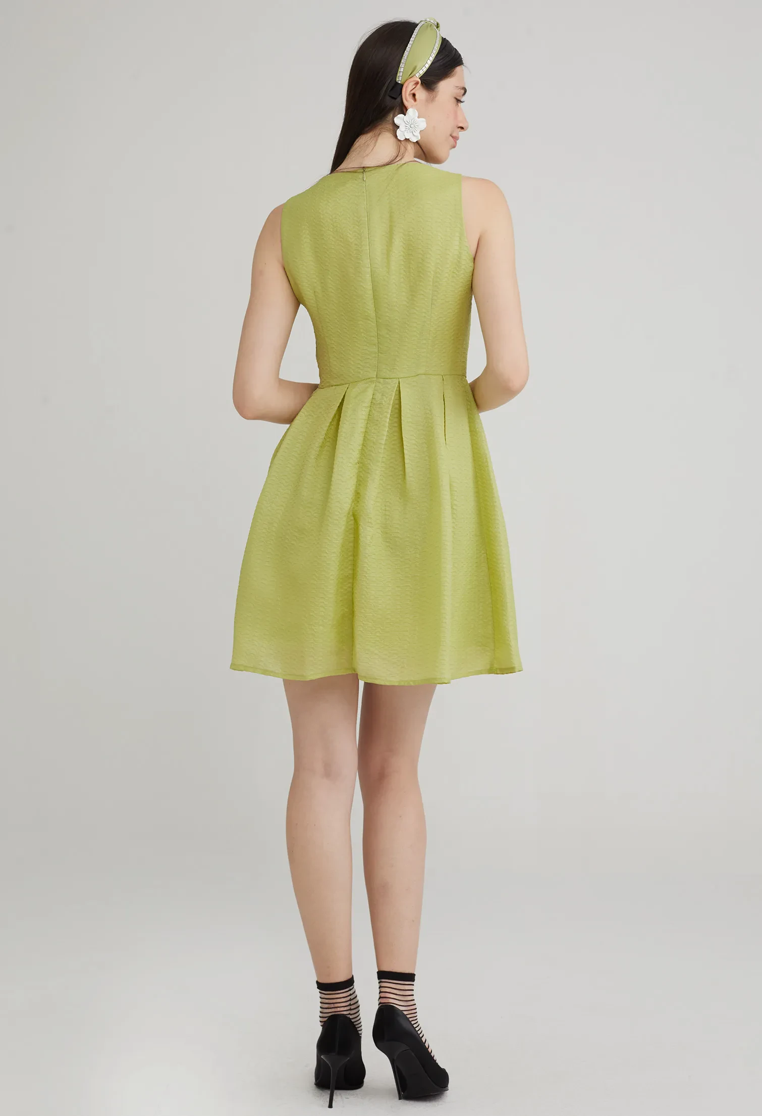 PINAFORE A-LINE DRESS [LIME GREEN]